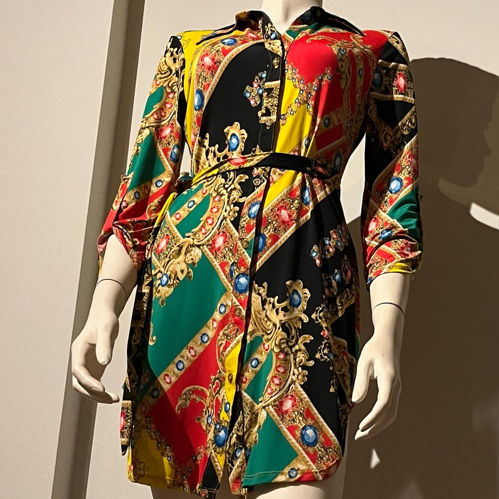 Scarf Shirt Dress